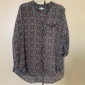 KUT from the Kloth Women Roll Tab Sleeve Chiffon Button-Up Shirt Red Black M USA